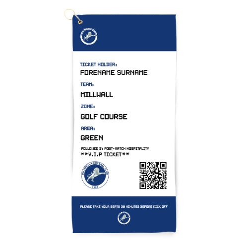 Personalised Millwall FC Ticket Golf Towel - Golf Towels at Gift Moments