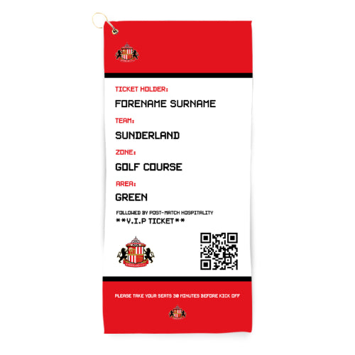 Personalised Sunderland AFC Ticket Golf Towel - Golf Towels at Gift Moments