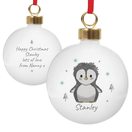 Personalised Pebbles the Penguin Bauble - Christmas Baubles at Gift Moments