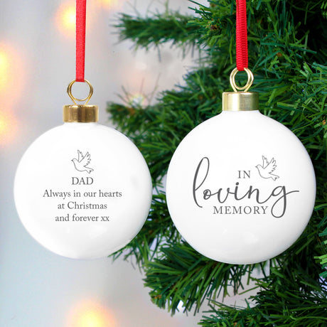 Personalised In Loving Memory Doves Bauble - Christmas Baubles at Gift Moments