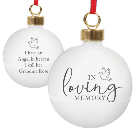 Personalised In Loving Memory Doves Bauble - Christmas Baubles at Gift Moments