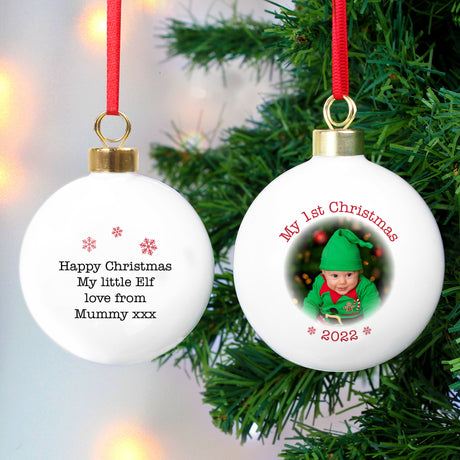 Personalised 1st Christmas Photo Upload Bauble - Christmas Baubles at Gift Moments