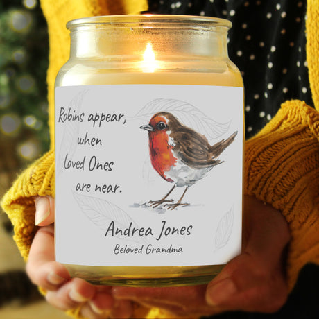 Personalised Robins Appear Large Scented Jar Candle - Candles at Gift Moments