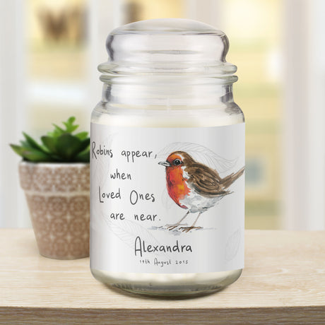 Personalised Robins Appear Large Scented Jar Candle - Candles at Gift Moments