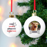 Personalised Pawsome Pet Photo Bauble: 1 - Christmas Baubles By Gift Moments