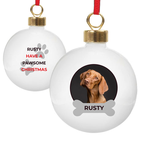 Personalised Pawsome Photo Upload Bauble - Christmas Baubles at Gift Moments