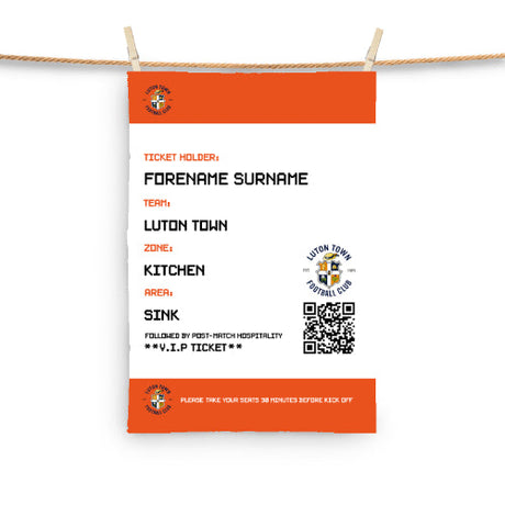 Personalised Luton Town Ticket Tea Towel - Tea Towels at Gift Moments