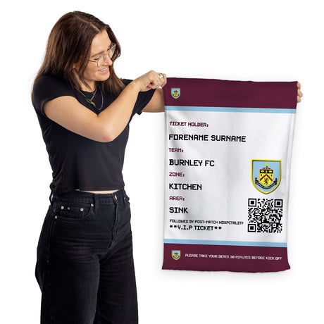 Personalised Burnley FC FD Ticket Tea Towel - Tea Towels at Gift Moments