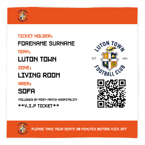 Personalised Luton Town FC Ticket Fleece Blanket - Blankets at Gift Moments