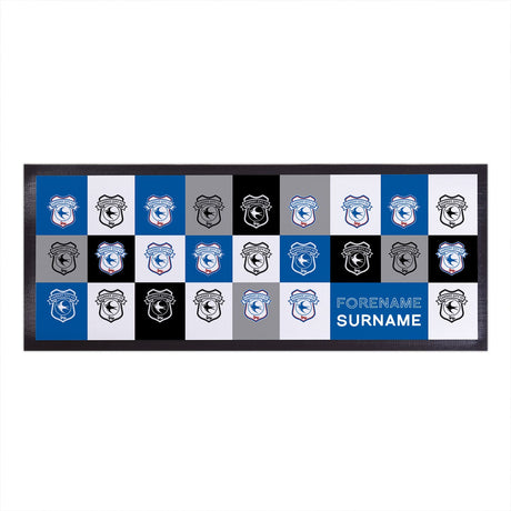 Personalised Cardiff City FC Chequered Bar Runner - Barware at Gift Moments