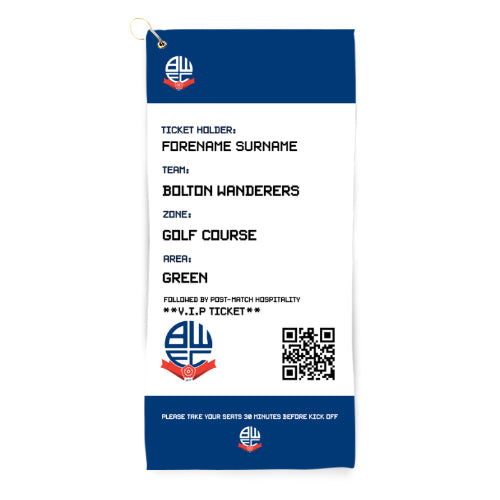 Personalised Bolton Wanderers FC Ticket Golf Towel