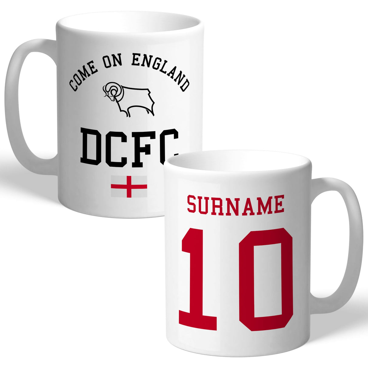 Personalised Derby County Come On England Mug - Mugs at Gift Moments