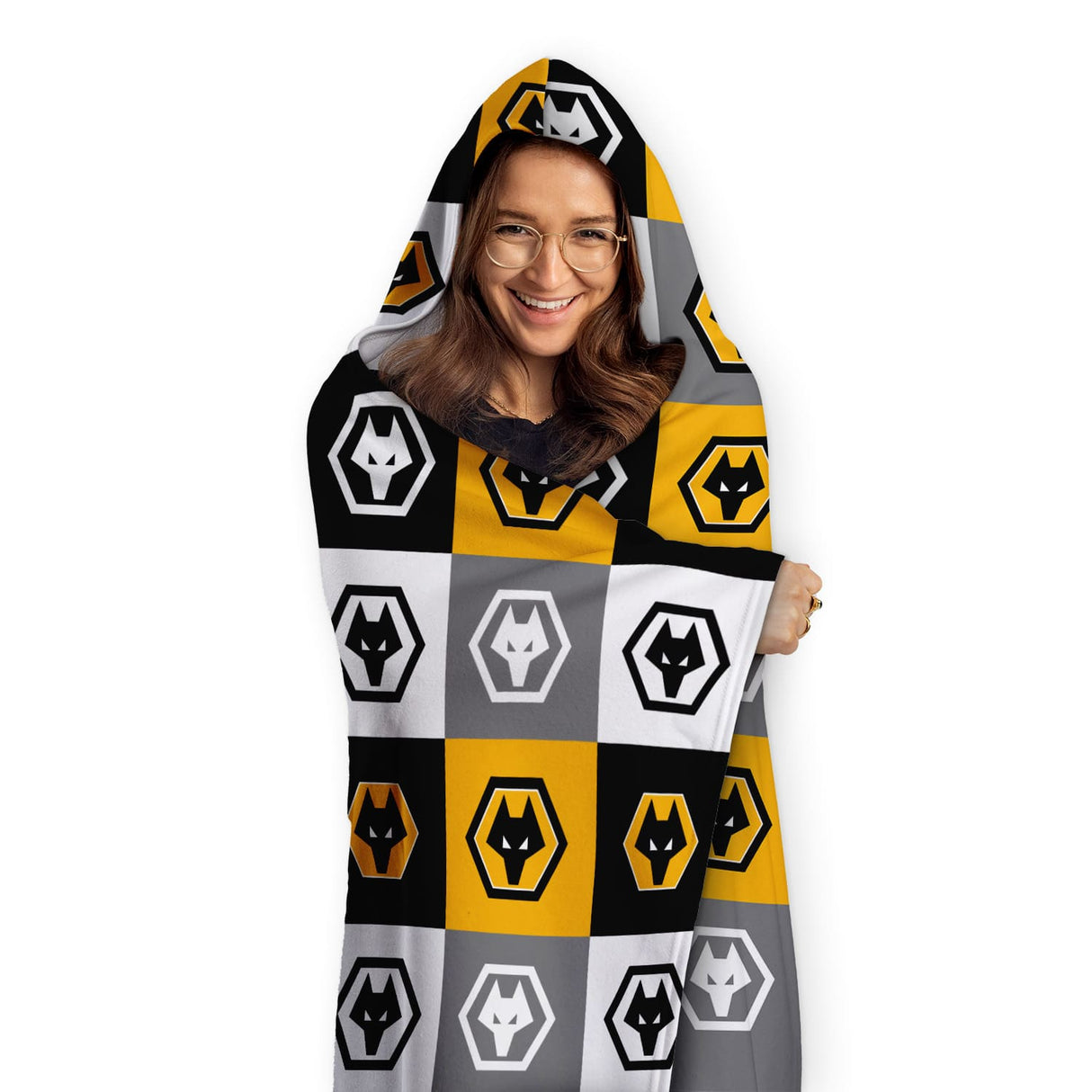 Wolves FC Personalised Chequered Hooded Blanket: 1 - Blankets By Wolverhampton Wanderers