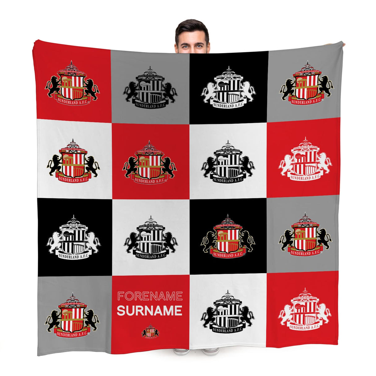 Personalised Sunderland AFC Chequered Fleece Blanket - Blankets at Gift Moments