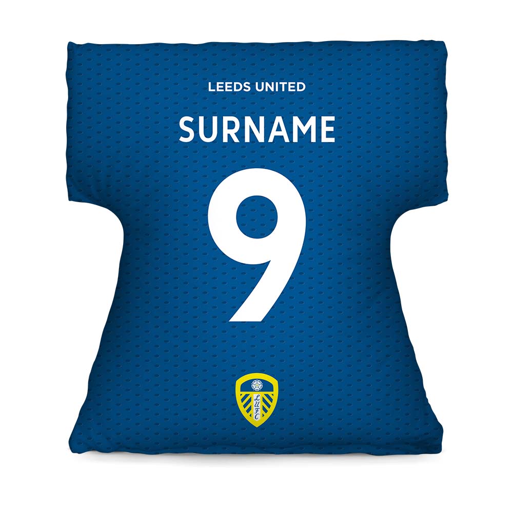 Personalised Leeds United FC Shirt-Shaped Cushion - Cushions at Gift Moments