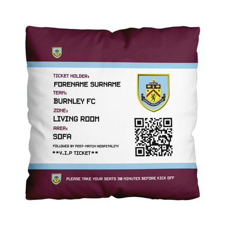 Personalised Burnley FC FD Ticket 18" Cushion - Cushions at Gift Moments