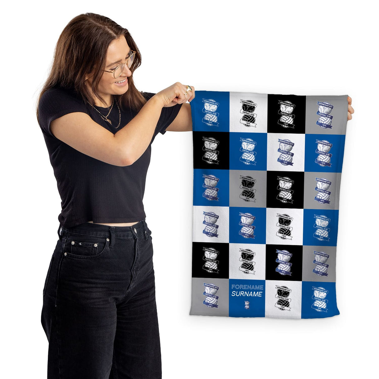 Personalised Birmingham City FC Chequered Tea Towel - Tea Towels at Gift Moments