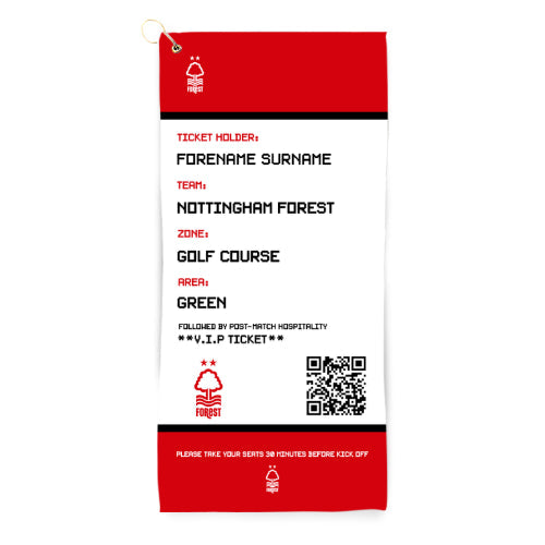 Personalised Nottingham Forest FC Ticket Golf Towel - Golf Towels at Gift Moments