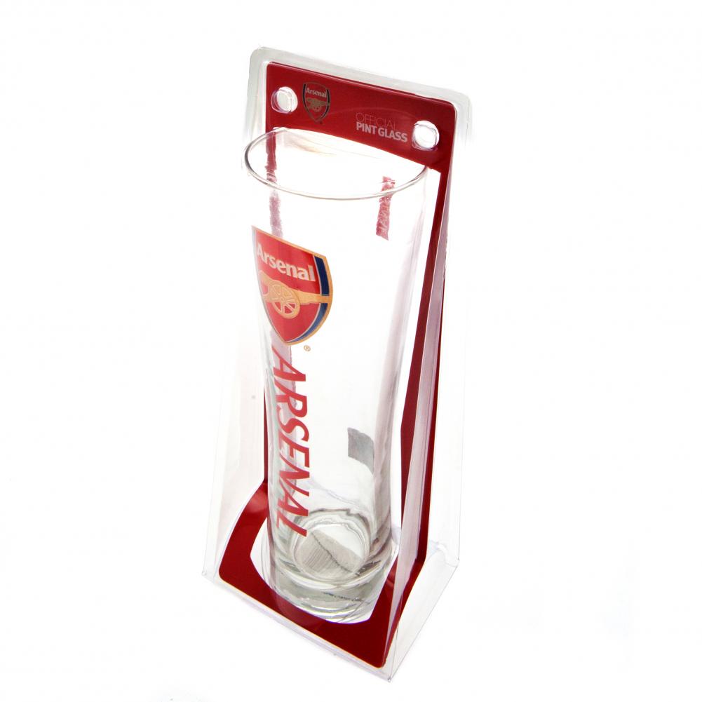 Arsenal FC Tall Beer Glass - Pilsner Style Pint - Glassware at Gift Moments