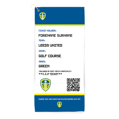 Personalised Leeds United FC Ticket Golf Towel - Golf Towels at Gift Moments