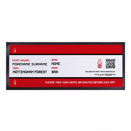 Personalised Nottingham Forest FC Ticket Bar Runner - Barware at Gift Moments