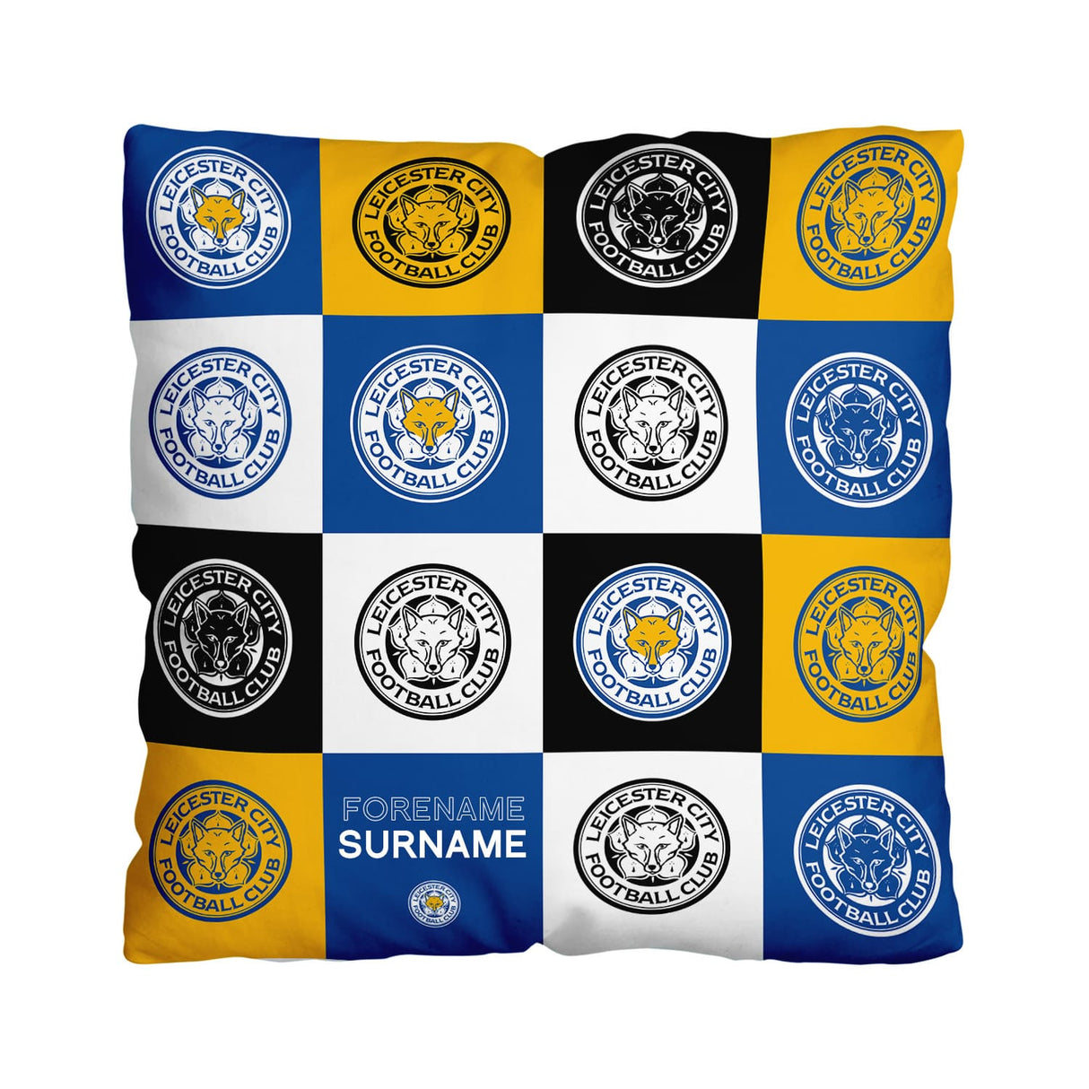 Personalised Leicester City FC Chequered 18" Cushion - Cushions at Gift Moments