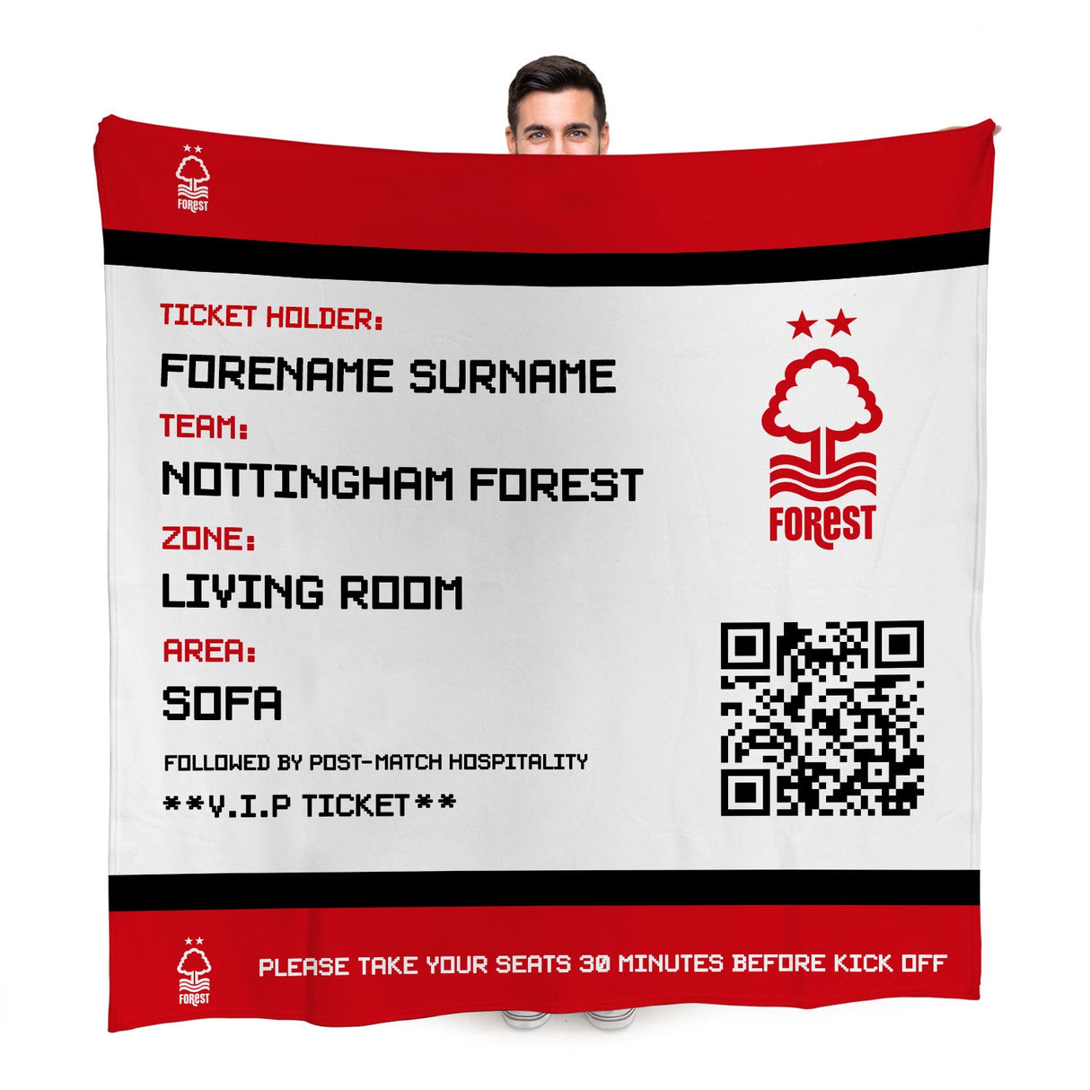 Nottingham Forest FC Personalised Fleece Blanket: 1 - Blankets By Nottingham Forest