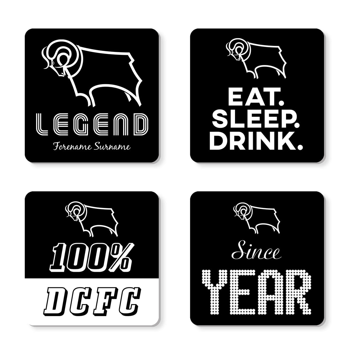 Personalised Derby County FC Coasters