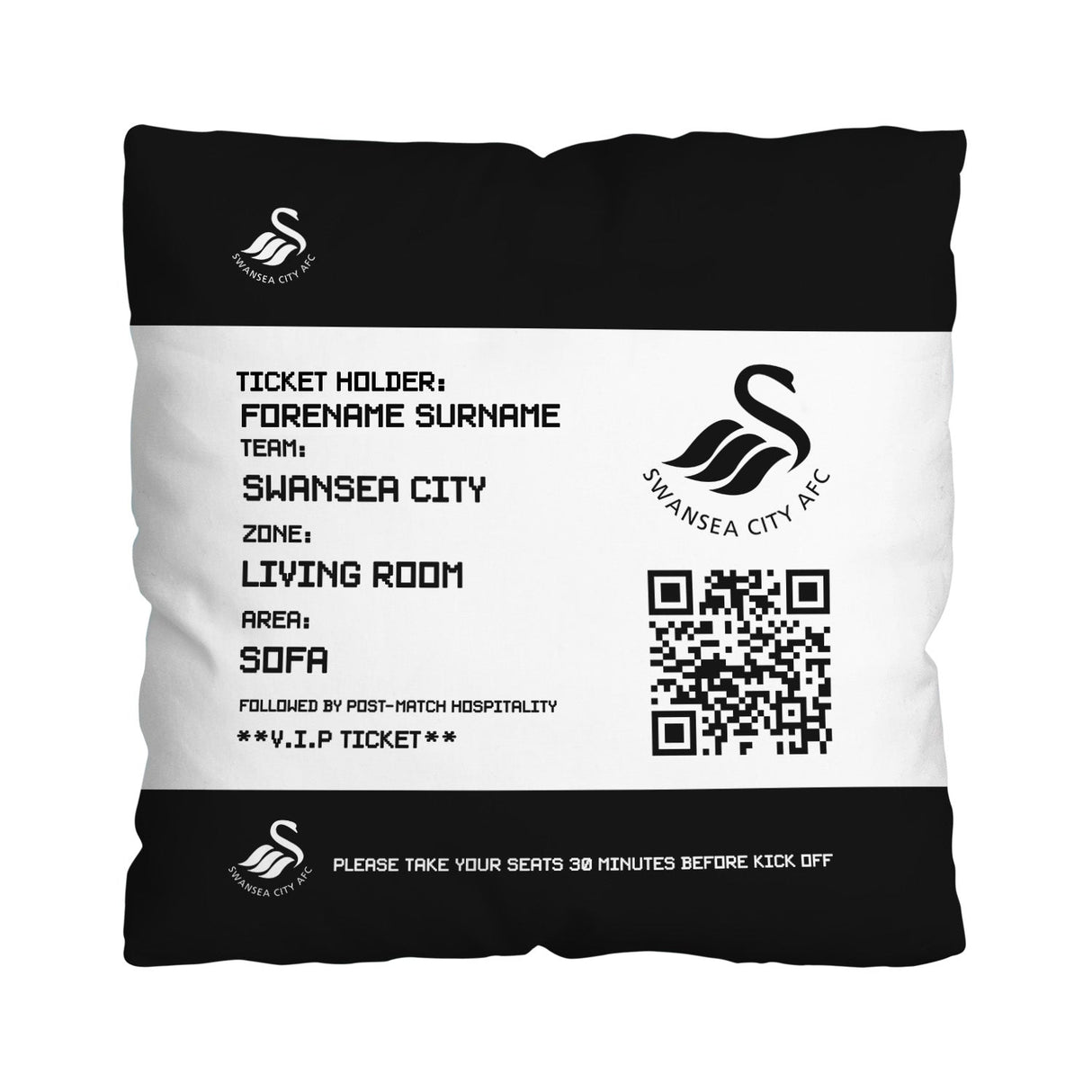 Personalised Swansea City AFC FD Ticket 18" Cushion - Cushions at Gift Moments