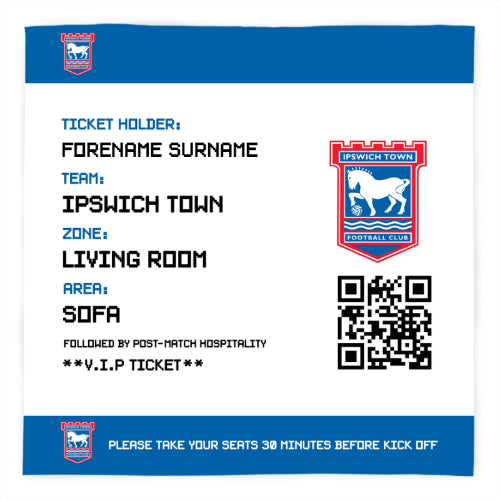 Personalised Ipswich Town FC Ticket Fleece Blanket - Blankets at Gift Moments