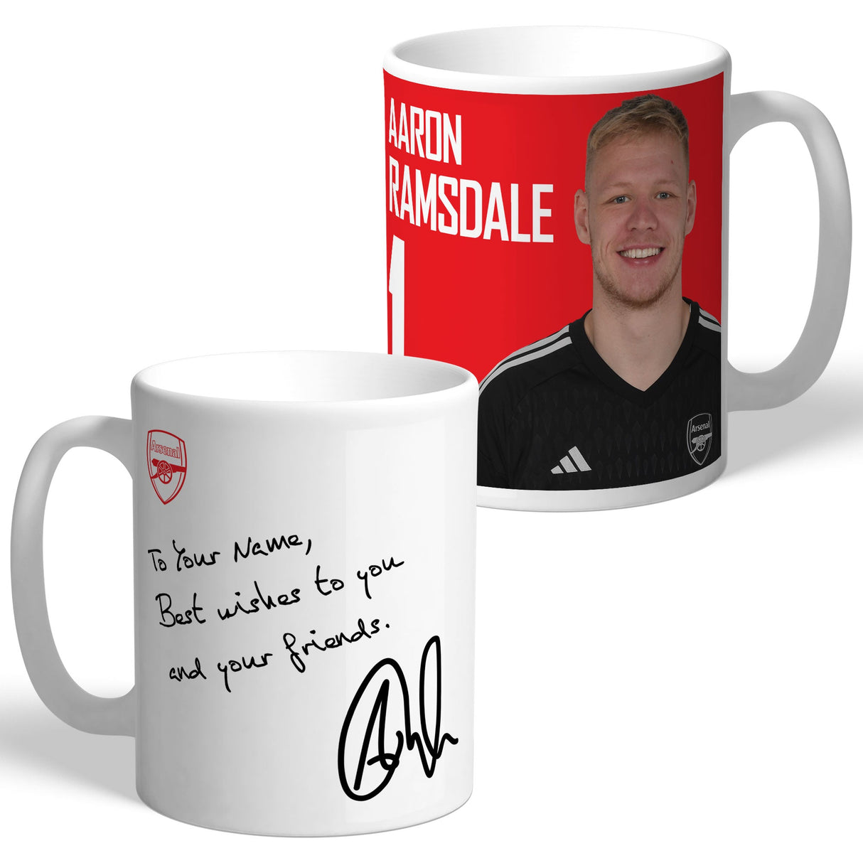 Personalised Arsenal FC Ramsdale Autograph Mug - Mugs at Gift Moments