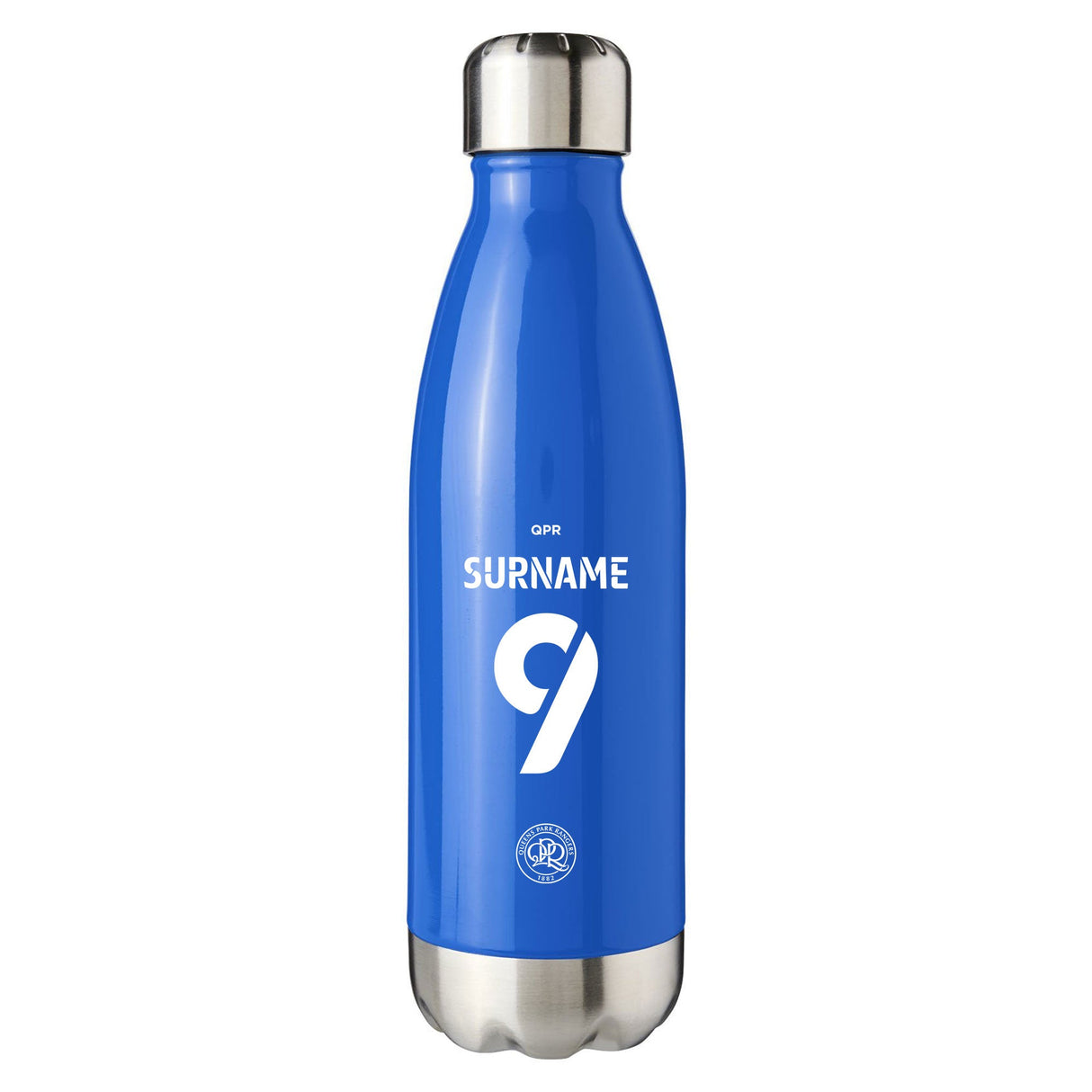 Personalised Queens Park Rangers FC Back of Shirt Blue Insulated Water Bottle