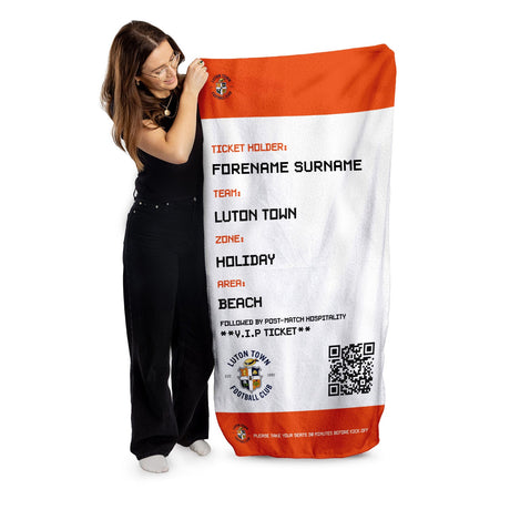 Personalised Luton Town FC Ticket Beach Towel - Towels at Gift Moments