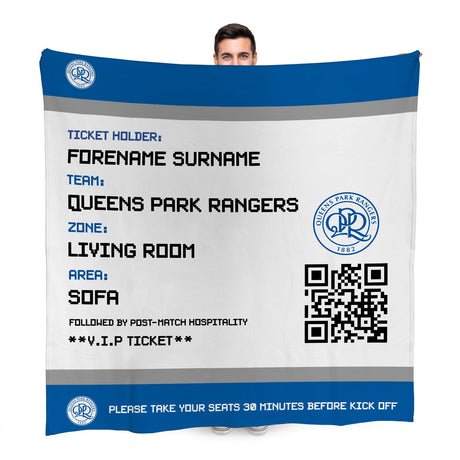 Personalised Queens Park Rangers FC Ticket Fleece Blanket - Blankets at Gift Moments