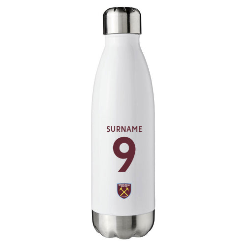 Personalised West Ham United FC Back of Shirt Insulated Water Bottle - Water Bottles at Gift Moments