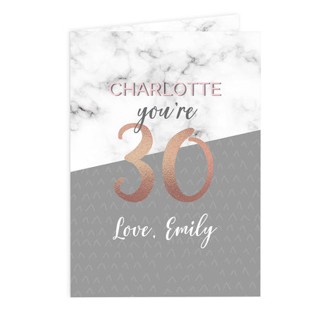 Personalised Marble and Rose Gold Birthday Card - Greeting Cards at Gift Moments