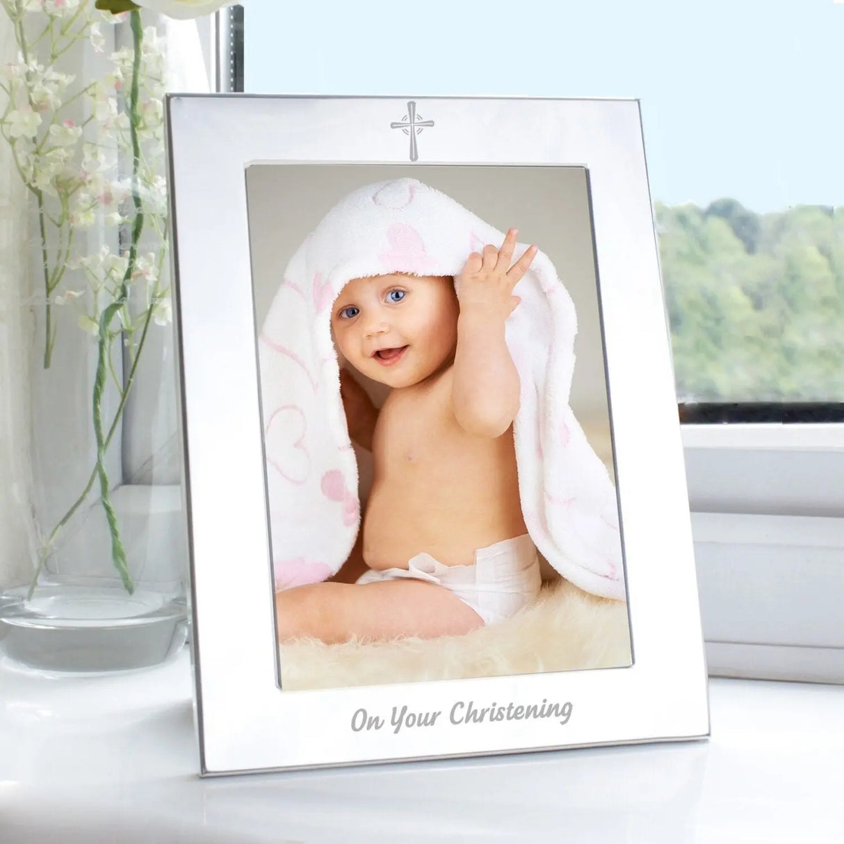 Silver 5x7 Christening Photo Frame - Photo Frames at Gift Moments