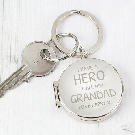 Personalised I Have A Hero Round Photo Keyring - Keyrings at Gift Moments