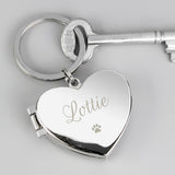 Personalised Paw Print Heart Photo Frame Keyring - Keyrings at Gift Moments