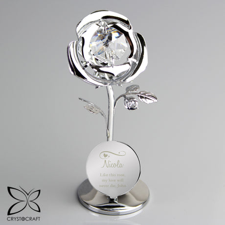 Personalised Swirls & Hearts Crystocraft Rose Ornament - Ornaments at Gift Moments