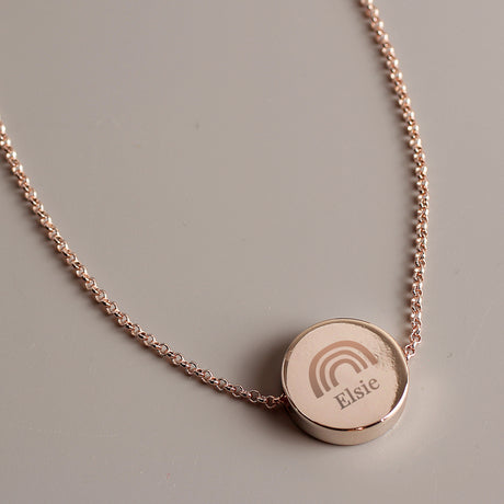 Personalised Rainbow Rose Gold Tone Disc Necklace - Necklaces at Gift Moments