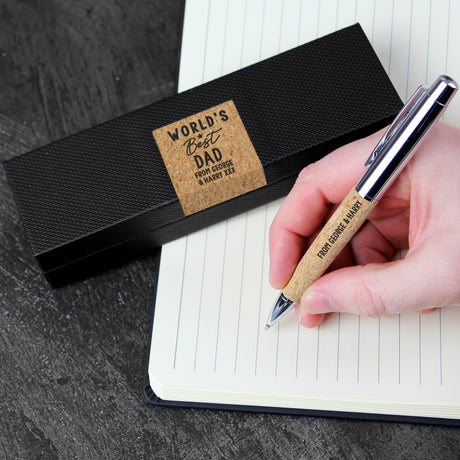 Personalised World's Best Cork Pen Set - Pens & Pencils at Gift Moments