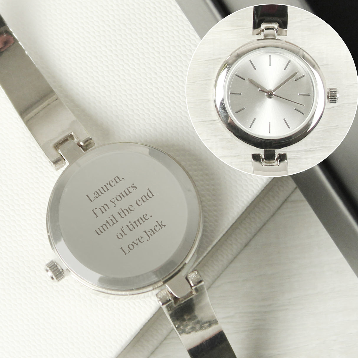 Personalised Silver Ladies Watch with Slider Clasp: 6 - Watches By Gift Moments