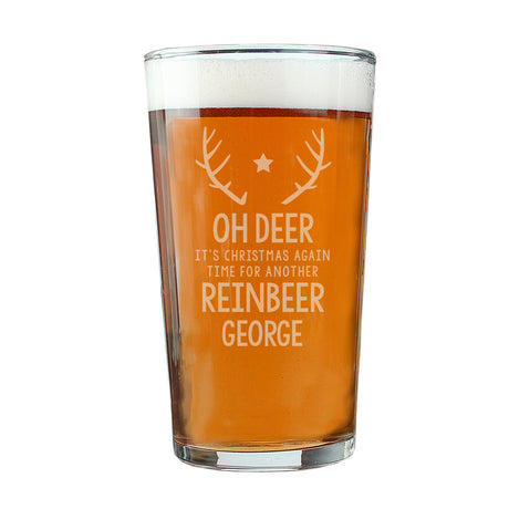 Personalised Time For A Reinbeer Pint Glass - Beer Glasses at Gift Moments