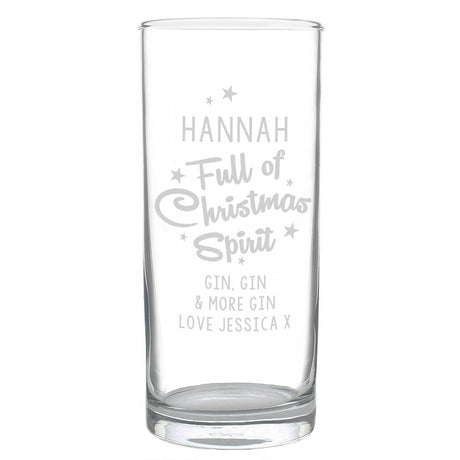 Full Of Christmas Spirit Hi Ball Glass - Gift Moments