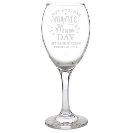 Personalised Manic Mum Day Wine Glass - Wine Glasses at Gift Moments