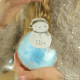 Personalised Snowman Acrylic Blue Feather Bauble - Christmas Baubles at Gift Moments