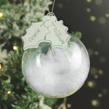 Personalised Holly Acrylic White Feather Bauble - Christmas Baubles at Gift Moments