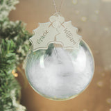 Personalised Holly Acrylic White Feather Bauble - Christmas Baubles at Gift Moments