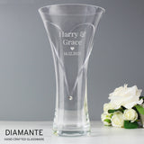 Personalised Mr & Mrs Large Hand Cut Diamante Heart Vase - Vases & Plant Pots at Gift Moments